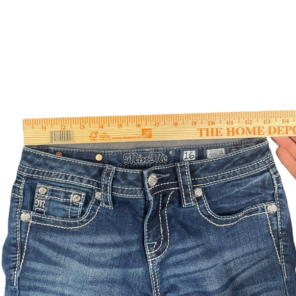 Miss Me JK55725 Girl’s Embellishment Rhinestone Skinny Blue Jeans Sz 16 (26x31 - Picture 6 of 9